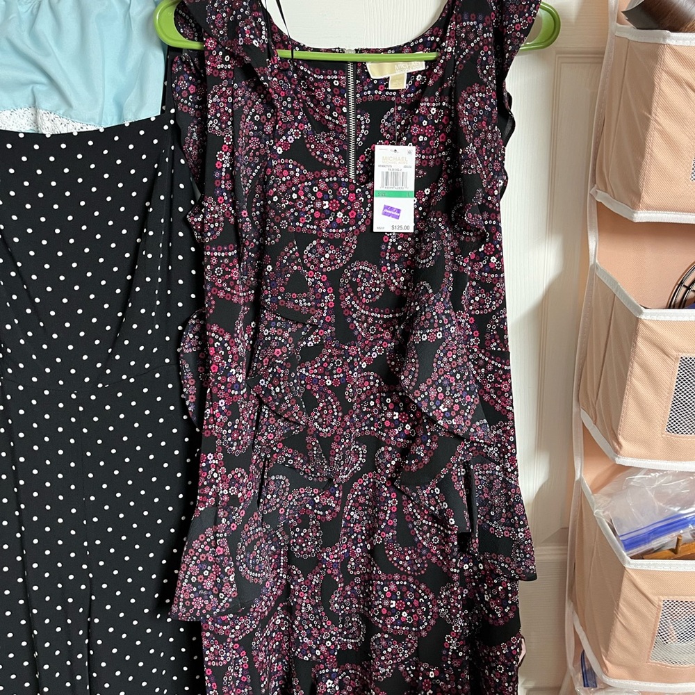 Michael Kors Black and Pink Midi Dress
